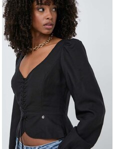 Bluza s dodatkom vune Guess FEDERICA boja: crna, bez uzorka, W4GH88 WG7B0