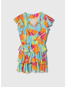 Dječja haljina Pinko Up boja: tirkizna, mini, širi se prema dolje