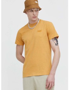 Pamučna majica Superdry za muškarce, boja: žuta, bez uzorka