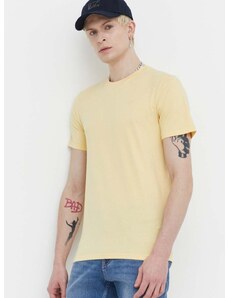 Pamučna majica Hollister Co. za muškarce, boja: žuta, bez uzorka