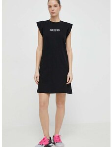 Pamučna haljina Guess ATHENA boja: crna, mini, oversize, V4GK05 KC641