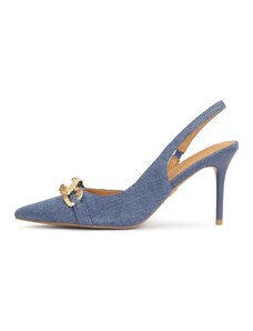 Kazar Cipele s potpeticom i otvorenom petom 'Basilia' plavi traper / zlatna