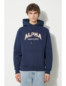 Dukserica Alpha Industries College Hoody za muškarce, boja: tamno plava, s kapuljačom, s tiskom, 146331
