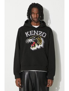Pamučna dukserica Kenzo Tiger Varsity Slim Hoodie za muškarce, boja: crna, s kapuljačom, s aplikacijom, FE55SW1864MF.99J