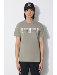 Pamučna majica Barbour za muškarce, boja: zelena, s tiskom