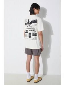 Pamučna majica adidas Originals za muškarce, boja: bež, s tiskom, IS2902