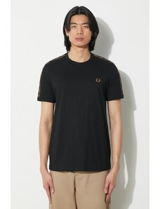 Pamučna majica Fred Perry Contrast Tape Ringer T-Shirt za muškarce, boja: crna, s aplikacijom, M4613.U78