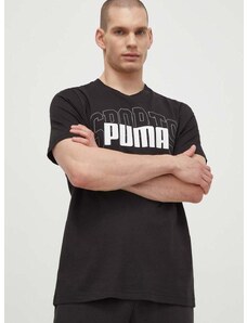 Pamučna majica Puma za muškarce, boja: crna, s tiskom, 680177