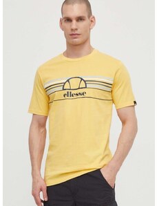 Pamučna majica Ellesse Lentamente T-Shirt za muškarce, boja: žuta, s tiskom, SHV11918