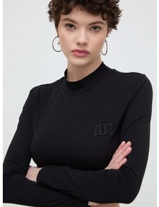 Majica dugih rukava Vans za žene, boja: crna, s poludolčevitom