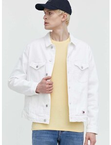 Traper jakna Tommy Jeans za muškarce, boja: bijela, za prijelazno razdoblje