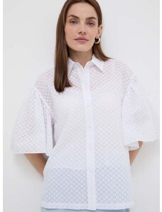 Košulja Karl Lagerfeld za žene, boja: bijela, relaxed, s klasičnim ovratnikom