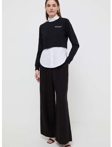Dukserica s košuljom Karl Lagerfeld boja: crna, bez uzorka