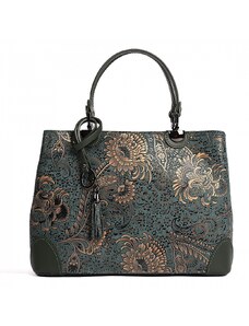 Luksuzna Talijanska torba od prave kože VERA ITALY "Zefeli", boja ispis u boji, 24x33cm