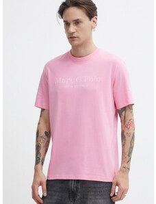 Pamučna majica Marc O'Polo za muškarce, boja: ružičasta, s tiskom