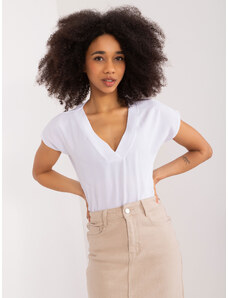 Fashionhunters White short sleeve blouse BASIC FEEL GOOD