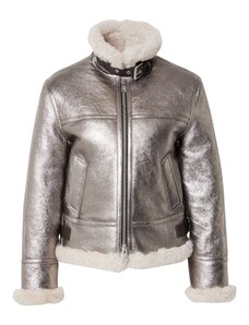 AllSaints Prijelazna jakna 'LOREL FLYING' srebro / vuneno bijela