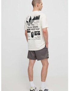 Pamučna majica adidas Originals za muškarce, boja: bež, s tiskom, IS2902
