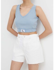 Traper kratke hlače Calvin Klein Jeans za žene, boja: bež, bez uzorka, visoki struk, J20J222811