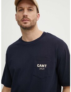 Majica kratkih rukava Gant za muškarce, boja: tamno plava, s tiskom