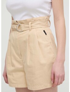 Kratke hlače HUGO za žene, boja: bež, bez uzorka, visoki struk, 50511914