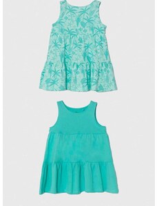 Dječja pamučna haljina zippy 2-pack boja: tirkizna, mini, širi se prema dolje