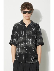 Košulja Aries Graveyard Hawaiian Shirt za muškarce, boja: crna, relaxed, s klasičnim ovratnikom, SUAR40100X