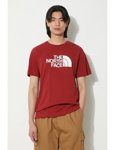 Pamučna majica The North Face M S/S Easy Tee za muškarce, boja: bordo, s tiskom, NF0A87N5POJ1