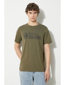Majica kratkih rukava Fjallraven Lush Logo T-shirt M za muškarce, boja: zelena, s uzorkom, F12600219.625