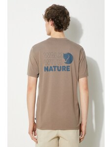 Majica kratkih rukava Fjallraven Walk With Nature T-shirt M za muškarce, boja: smeđa, s tiskom, F12600216.244