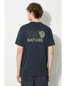 Majica kratkih rukava Fjallraven Walk With Nature T-shirt M za muškarce, boja: tamno plava, s uzorkom, F12600216.555