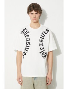 Pamučna majica PLEASURES Harness Heavyweight T-Shirt za muškarce, boja: bijela, s aplikacijom, P24SP010.WHITE
