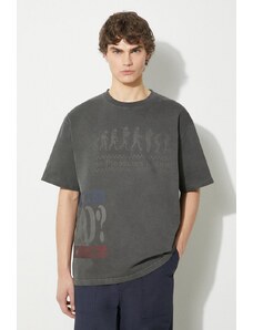 Pamučna majica PLEASURES Evolution Heavyweight T-Shirt za muškarce, boja: siva, s uzorkom, P24SP019.BLACK