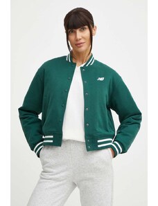 Bomber jakna New Balance za žene, boja: zelena, prijelazno razdoblje, oversize, WJ41509NWG
