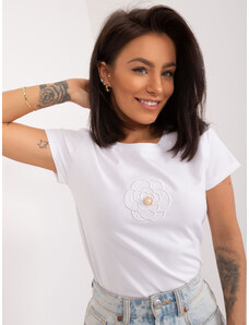 Fashionhunters White T-shirt with BASIC FEEL GOOD app
