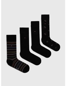 Čarape Tommy Hilfiger 4-pack za muškarce, boja: crna