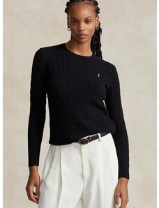 Vuneni pulover Polo Ralph Lauren za žene, boja: crna, lagani