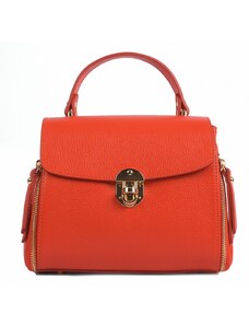 Luksuzna Talijanska torba od prave kože VERA ITALY "Coralina", boja koraljni, 18x24cm