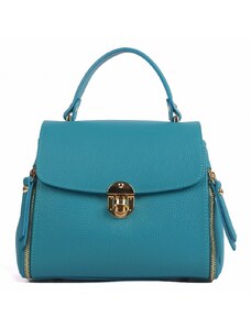 Luksuzna Talijanska torba od prave kože VERA ITALY "Benazira", boja tirkiz, 18x24cm