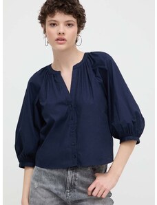 Pamučna košulja Desigual GISELLE za žene, boja: tamno plava, regular, 24SWBW12