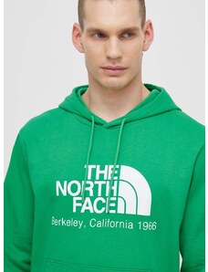 Pamučna dukserica The North Face M Berkeley California Hoodie za muškarce, boja: zelena, s kapuljačom, tiskom, NF0A55GFPO81