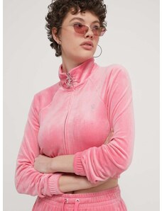 Dukserica od velura Juicy Couture boja: ružičasta, s aplikacijom
