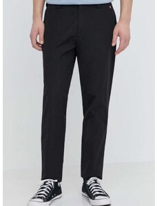 Hlače Tommy Jeans za muškarce, boja: crna, ravni kroj, DM0DM18938