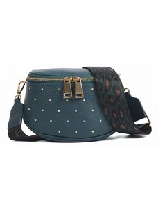 Luksuzna Talijanska torba od prave kože VERA ITALY "Bonuma", boja tirkiz, 13x23cm