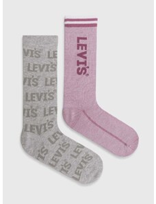 Čarape Levi's 2-pack boja: ružičasta