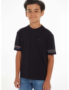 Dječja pamučna majica kratkih rukava Tommy Hilfiger boja: crna