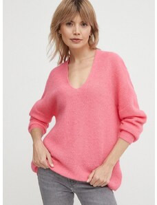 Vuneni pulover Mos Mosh za žene, boja: bež