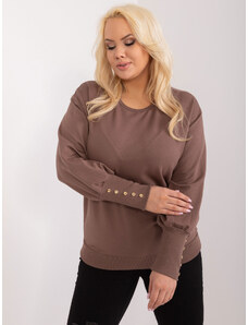 Fashionhunters Plus Size Brown Sweatshirt with Puff Sleeves