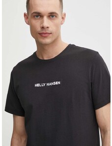 Pamučna majica Helly Hansen za muškarce, boja: crna, s aplikacijom