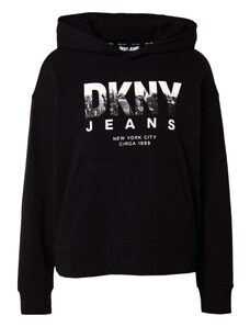 DKNY Sweater majica siva / crna / bijela